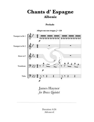 Chants d' Espagne - Prelude for Brass Quintet (arr. James Haynor)
