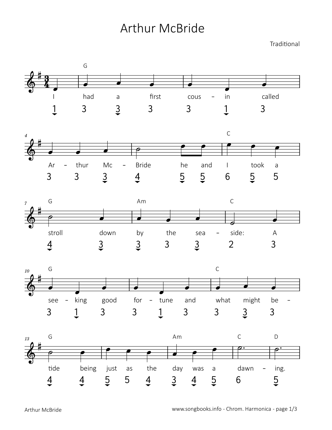 Arthur McBride (arr. songbooks.info)