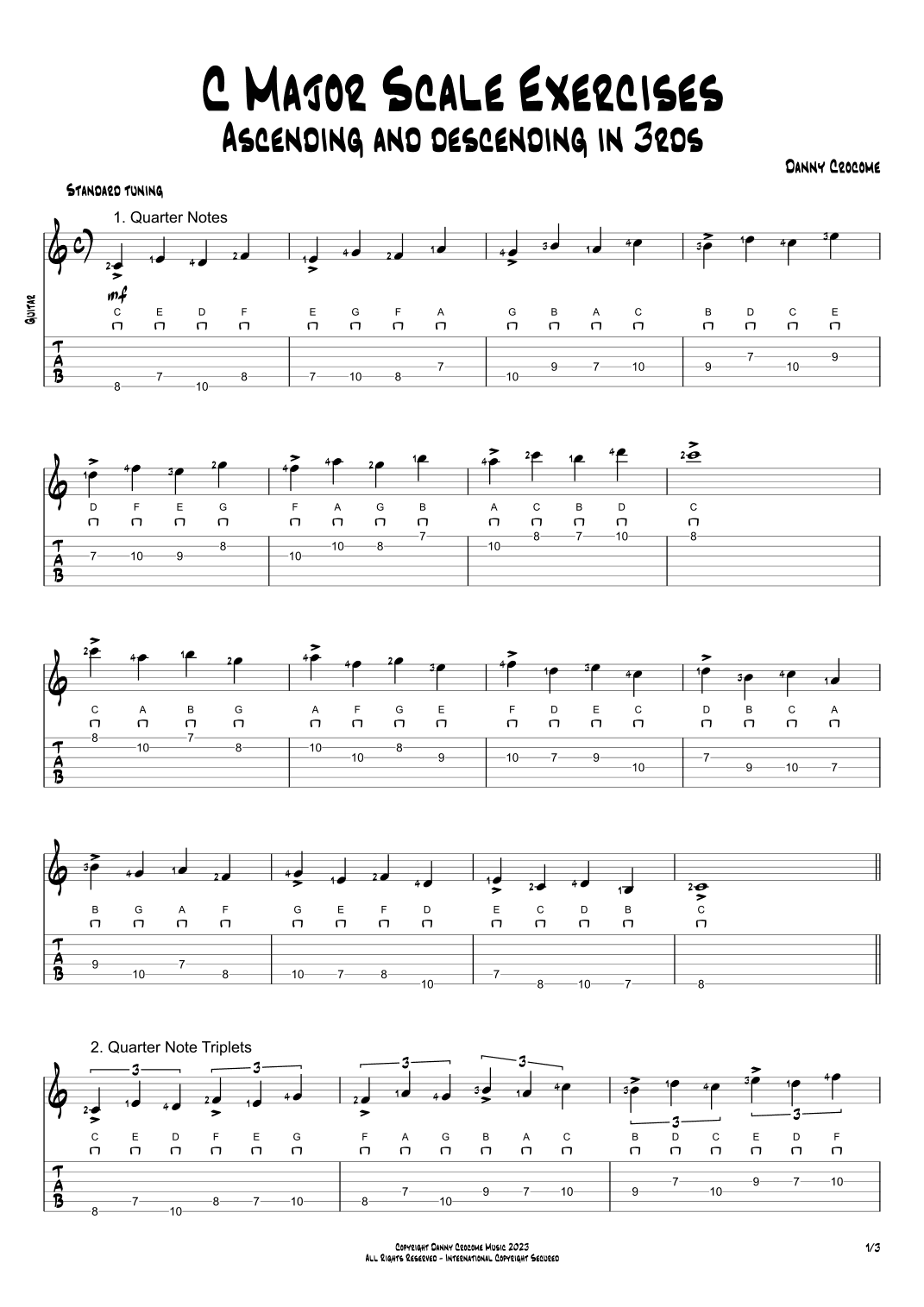 C Major Scale Exercises - Ascending and Descending in 3rds
