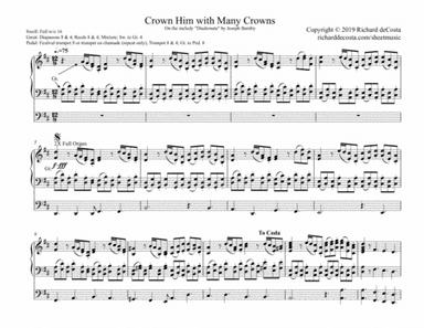 Crown Him with Many Cowns (Diademata) for Organ (arr. Richard deCosta)