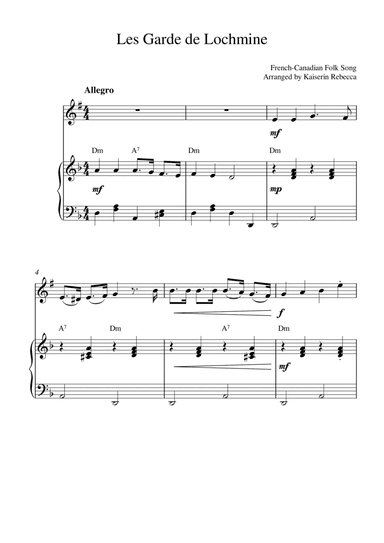 Les Garde de Lochmine (for tenor sax solo and piano accompaniment) (arr. Kaiserin Rebecca)