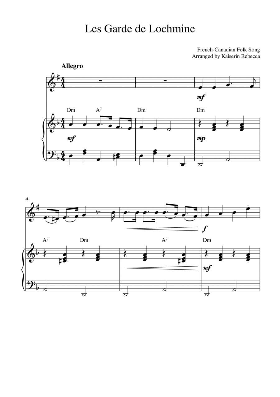 Les Garde de Lochmine (for tenor sax solo and piano accompaniment) (arr. Kaiserin Rebecca)