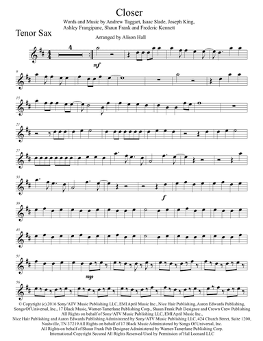 Closer (arr. Alison Hall)