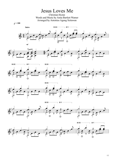 Jesus Loves Me (Solo Guitar Score) (arr. Antonius Agung Setiawan)