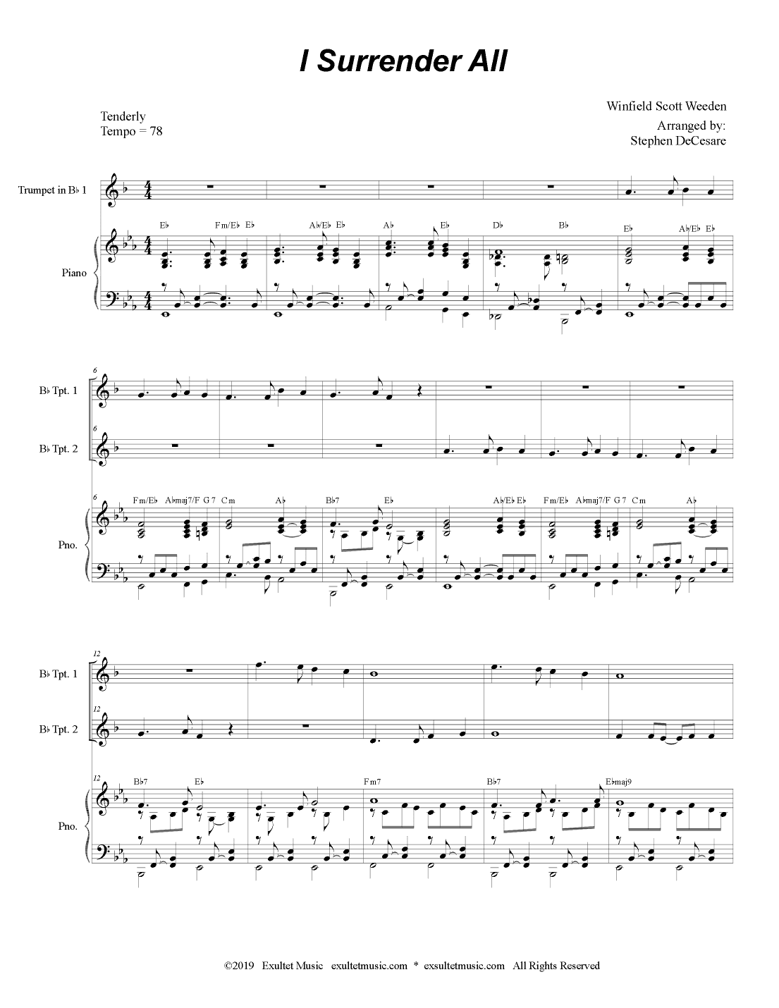 I Surrender All (Duet for Bb-Trumpet) (arr. Stephen DeCesare)