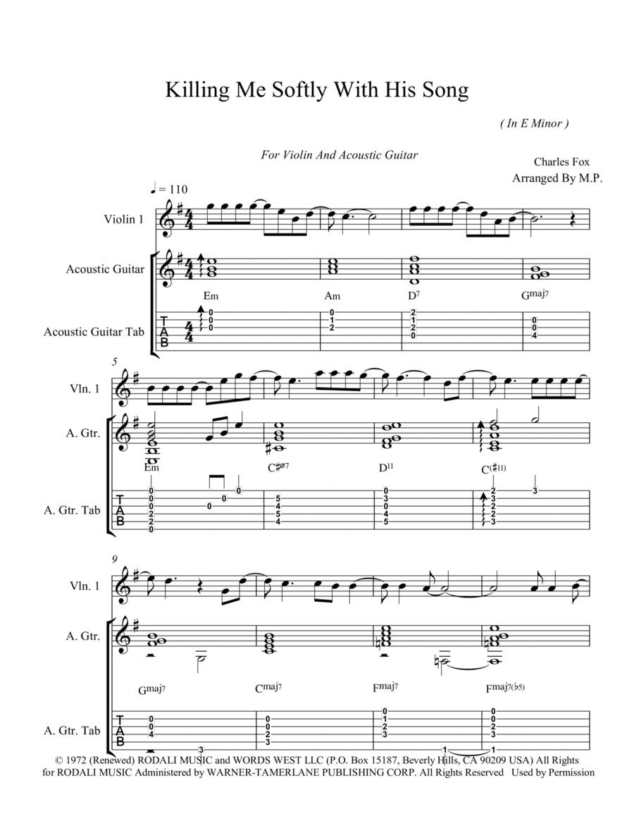 Killing Me Softly With His Song (arr. Milorad Petrovic)