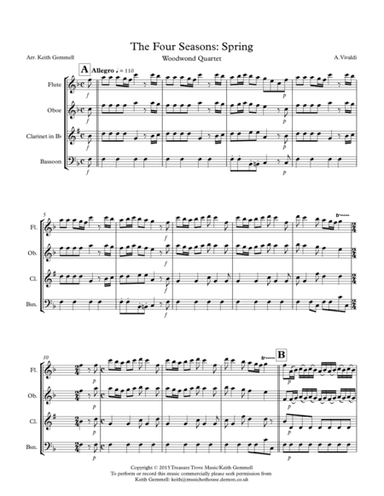 The Four Seasons (Spring): Wind Quartet (arr. Keith Gemmell)