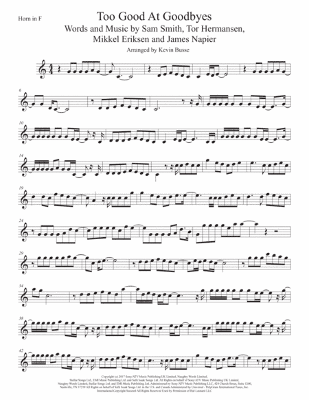 Too Good At Goodbyes (arr. Kevin Busse)