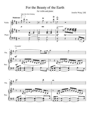 For the Beauty of the Earth (arr. Jennifer Wang 王暄)