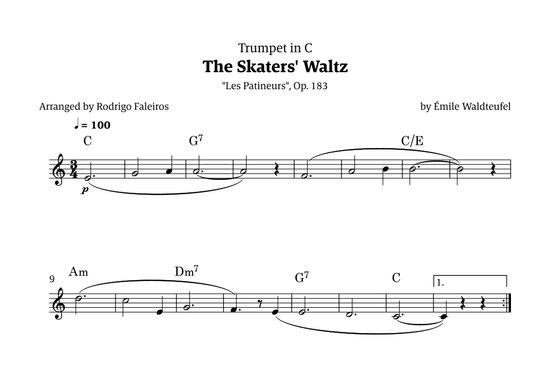 The Skaters Waltz (for beginners) (arr. Rodrigo Faleiros)