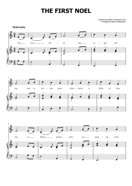 The First Noel - Easy Piano (arr. Mario Stallbaumer)