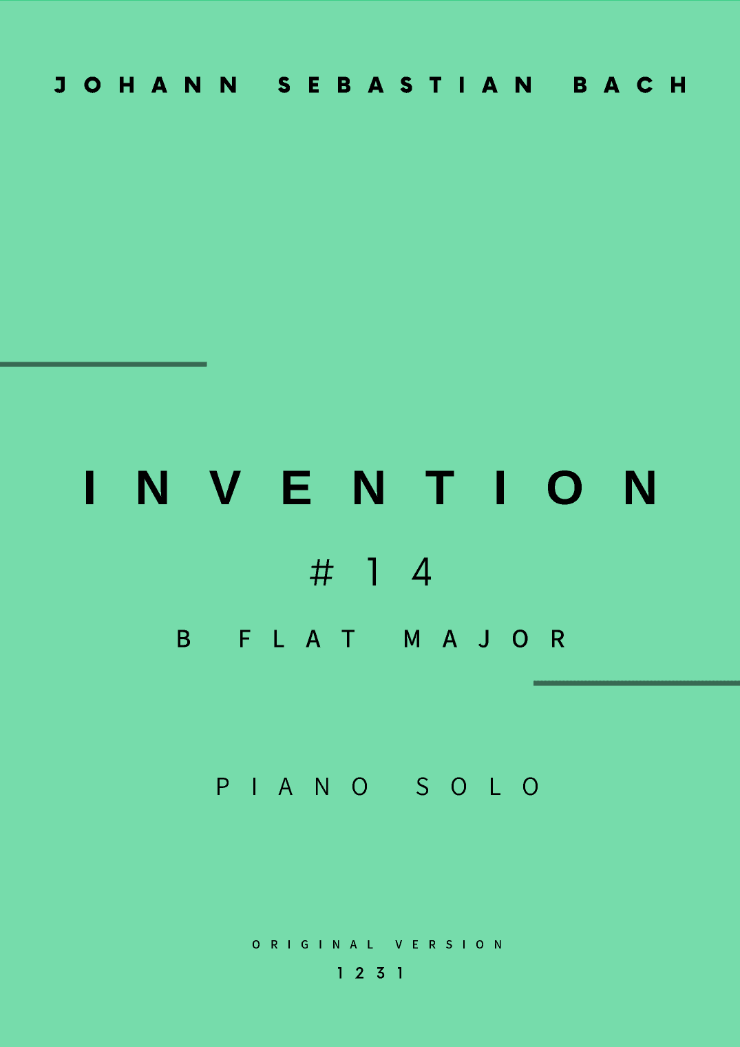 Invention No.14 in Bb Major - Piano Solo (Original Version) (arr. César Madeira)