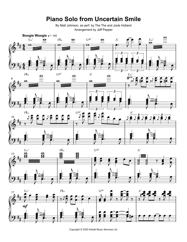 Uncertain Smile (arr. Jeff Pepper)