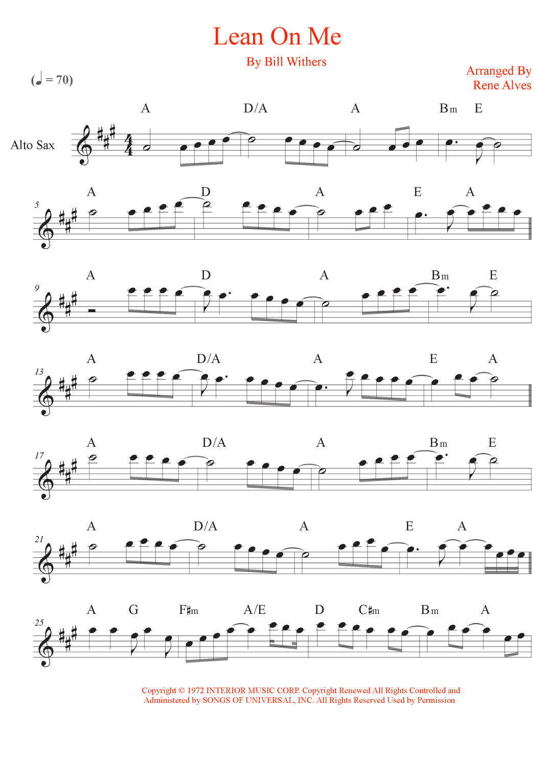 Lean On Me (arr. Rene Alves)