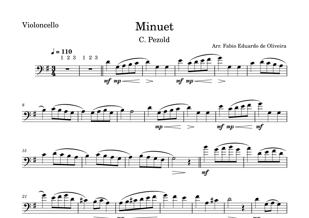 Minuet - Pezold  (Bach) - Easy Arrangement (arr. Fabio Eduardo de Oliveira)