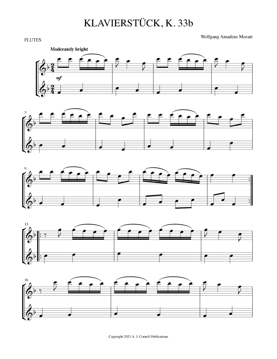 Klavierstück, K. 33b (arr. Mark Phillips)