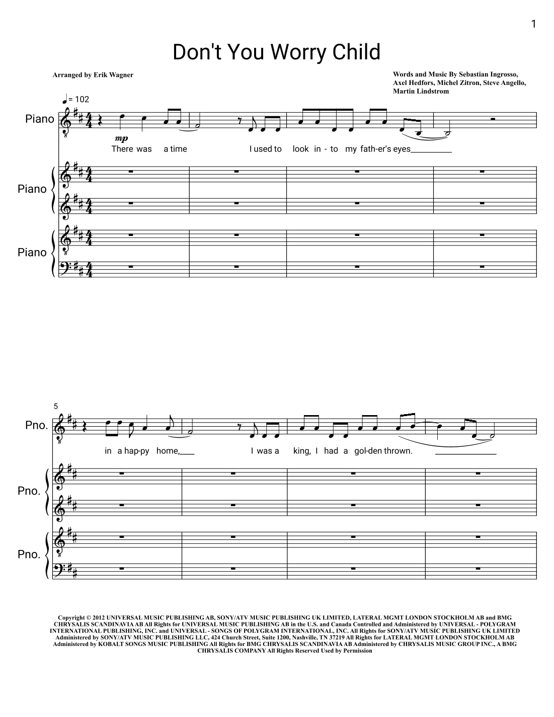 Don't You Worry Child (arr. Erik Wagner)