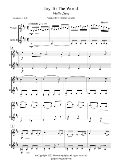Joy To The World (arr. Thomas Quigley)