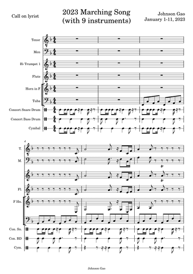 2023 Marching Song. Version 3. with 9 instruments