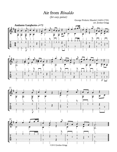 Air from Rinaldo (for easy guitar) (arr. Jordan Grigg)