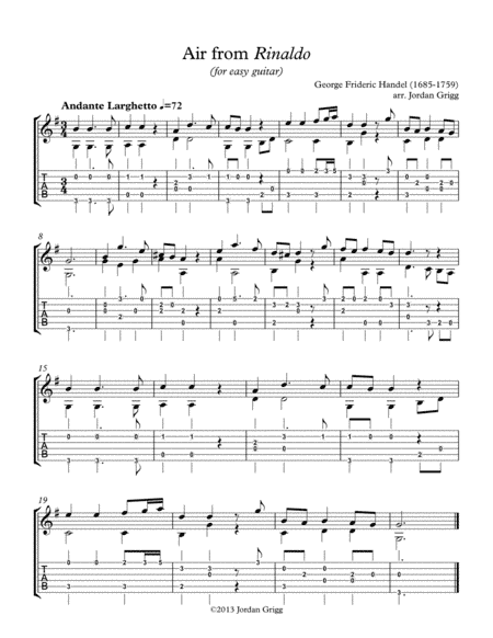 Air from Rinaldo (for easy guitar) (arr. Jordan Grigg)