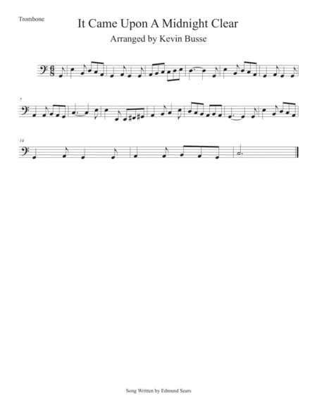 It Came Upon A Midnight Clear (Easy key of C) Trombone (arr. Kevin Busse)