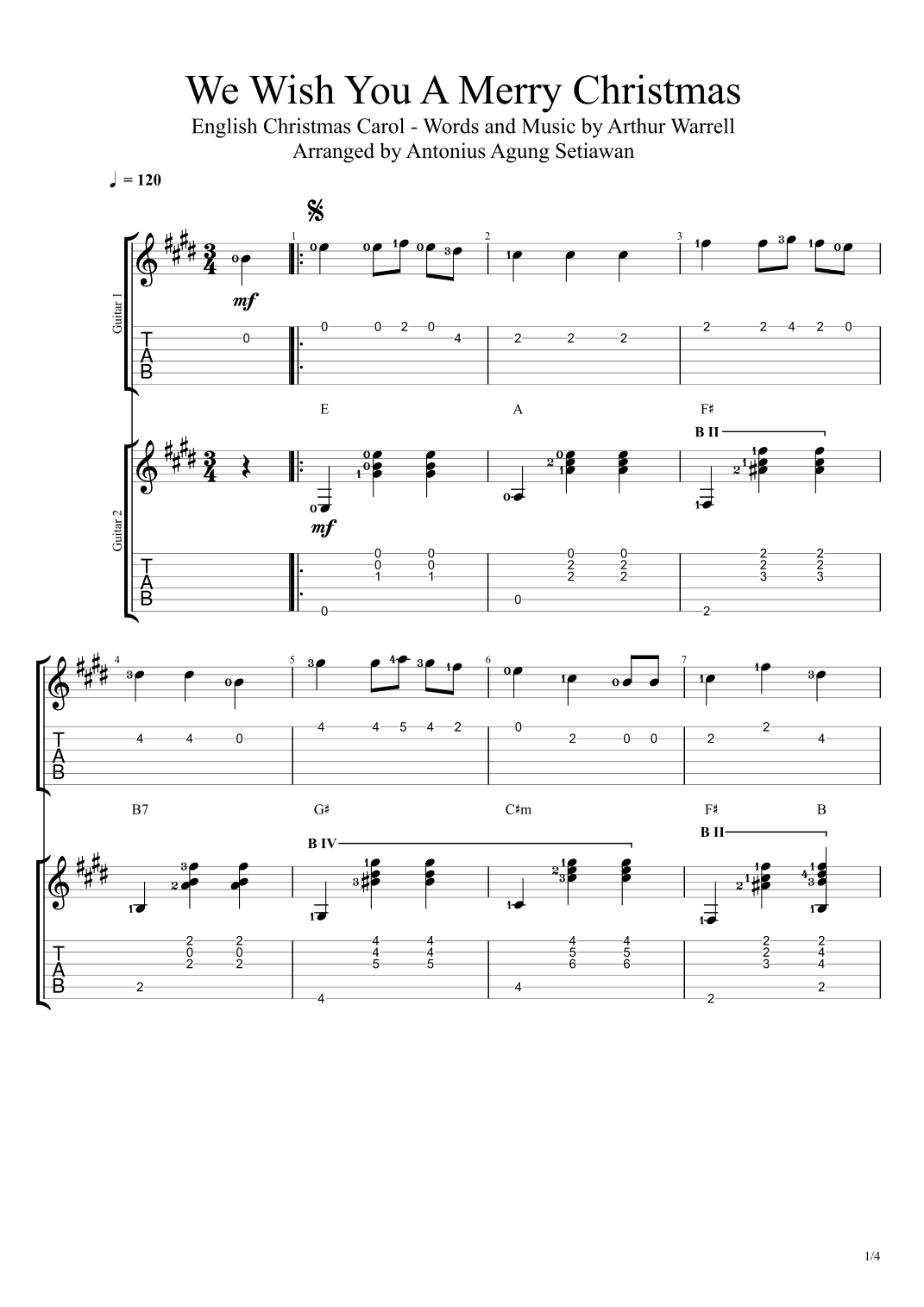 We Wish You A Merry Christmas (Fingerstyle Guitar Duet) (arr. Antonius Agung Setiawan)