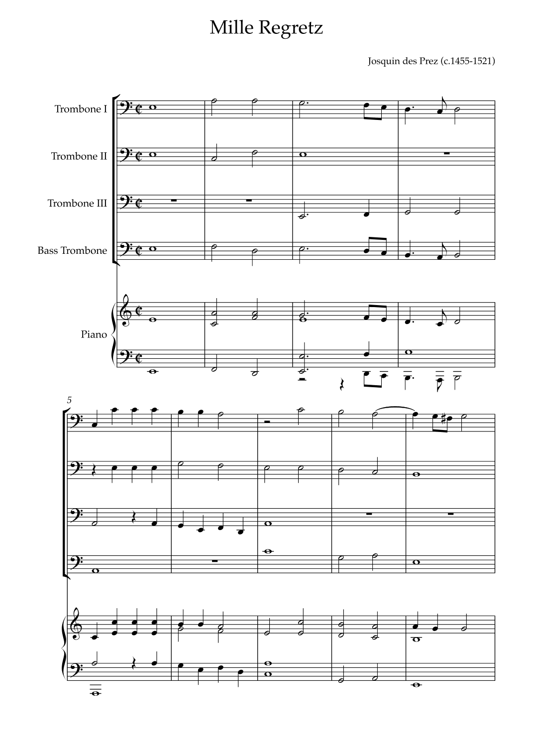 Mille Regretz (arr. Karen Gueiros)