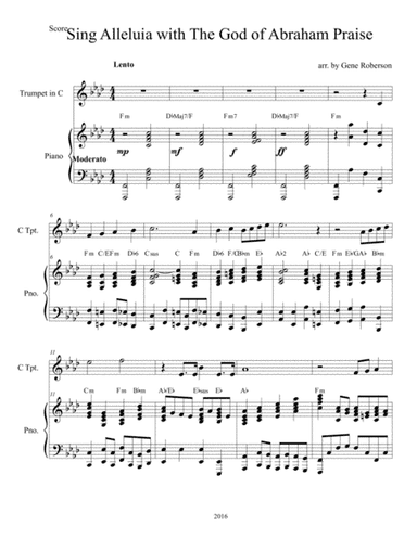 The God of Abraham Praise Piano Trumpet in C (arr. Gene Roberson)