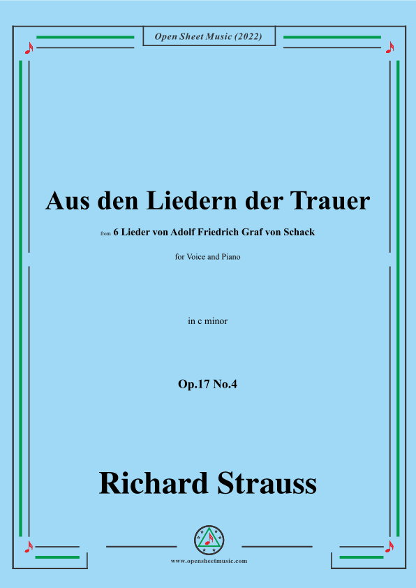 Richard Strauss-Aus den Liedern der Trauer,in c minor,Op.17 No.4 (arr. OSM Press)