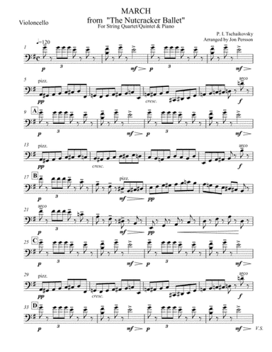Nutcracker Ballet - March for Strings and Piano - Cello Part (arr. Jon Persson)