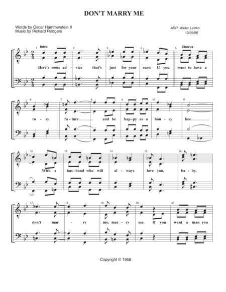Don't Marry Me (arr. Walter Latzko)