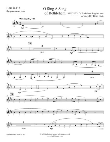 O Sing A Song Of Bethlehem (Kingsfold) - Brass supplemental duet parts2 (arr. Brian Buda)