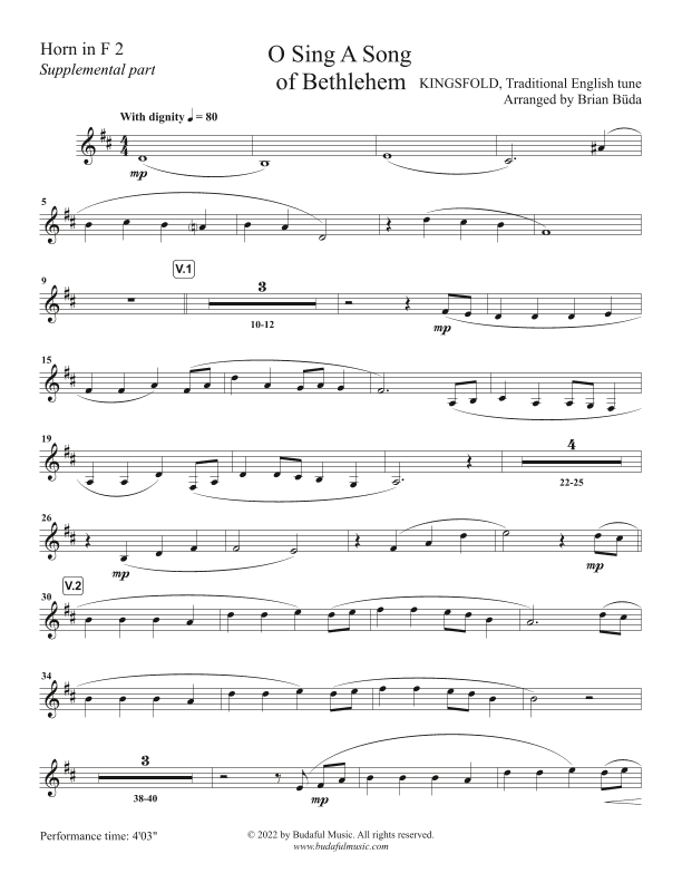 O Sing A Song Of Bethlehem (Kingsfold) - Brass supplemental duet parts2 (arr. Brian Buda)