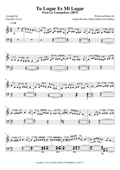 Tu Lugar Es Mi Lugar (arr. Eskander Aceval)