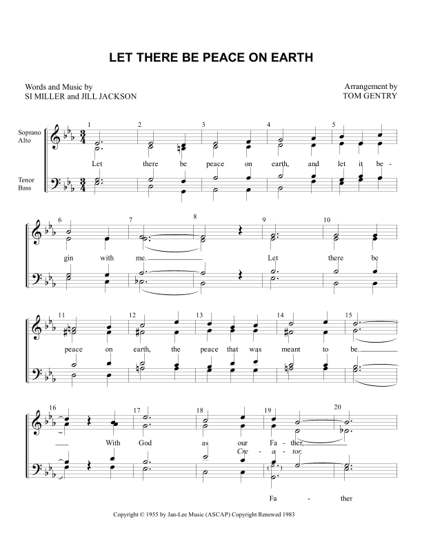 Let There Be Peace On Earth (arr. Tom Gentry)