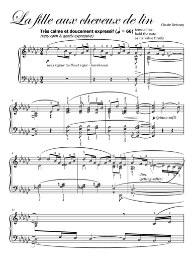 La Fille Aux Cheveux De Lin (The Girl with Flaxen Hair) by Debussy (arr. Published Harmony)