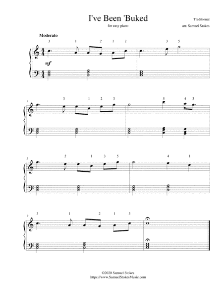 I've Been 'Buked - for easy piano (arr. Samuel Stokes)