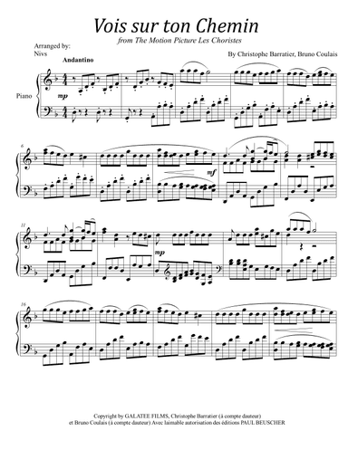 Vois Sur Ton Chemin (arr. Nivs)