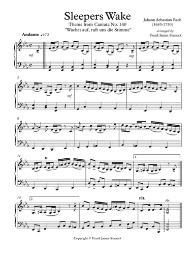 "Sleepers Wake" Theme from J.S. Bach Cantata No. 140 (arr. Frank James Staneck)