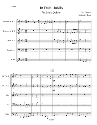 In Dulci Jubilo (German Carol) for Brass Quintet (arr. Nathaniel Hontz)