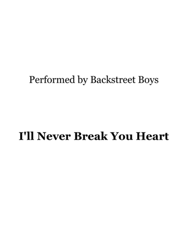 I'll Never Break Your Heart (arr. Ronn M)