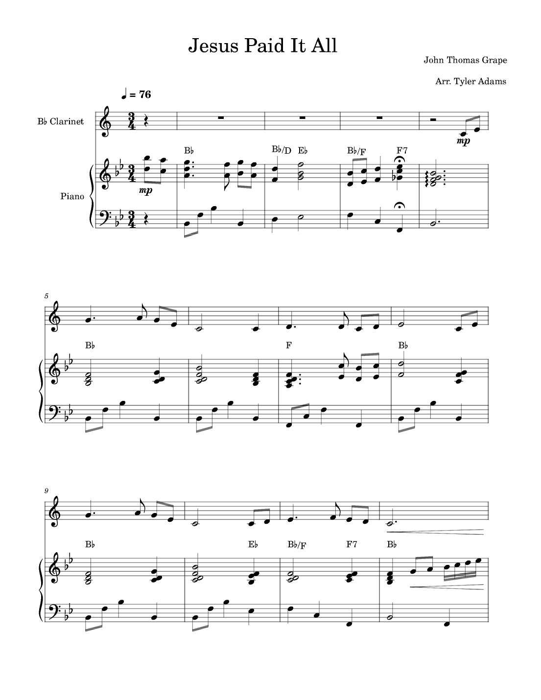 Jesus Paid It All (arr. Tyler Adams)
