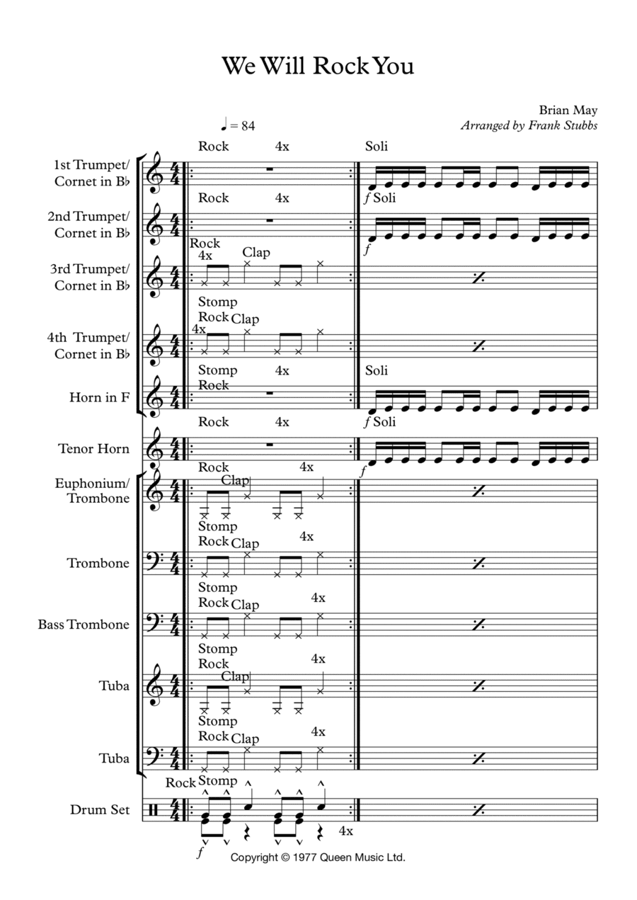 We Will Rock You (arr. Frank Stubbs)