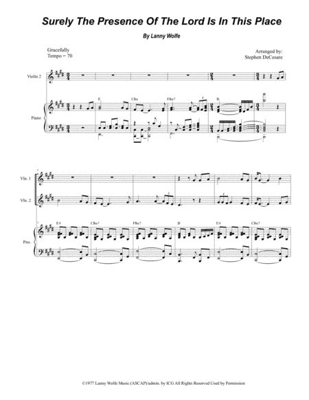 Surely The Presence Of The Lord Is In This Place (arr. Stephen DeCesare)