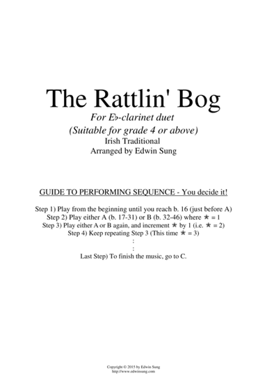 The Rattlin' Bog (for Eb-clarinet duet, suitable for grade 4 or above) (arr. Edwin Sung)