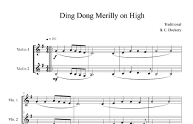 Ding Dong Merrily on High (Violin Duet) (arr. B. C. Dockery)