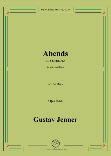 Jenner-Abends,in E flat Major,Op.7 No.4 (arr. OSM Press)
