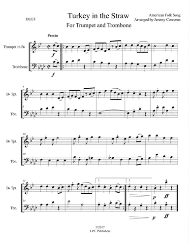 Turkey in the Straw For Trumpet and Trombone (arr. Jeremy Corcoran)