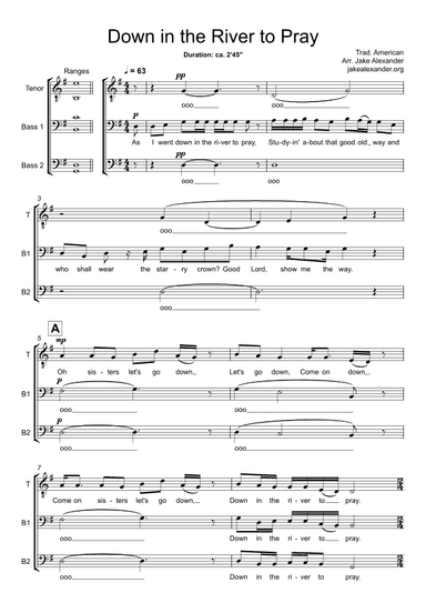 Down in the River to Pray - TBB a cappella (arr. Jake Alexander)